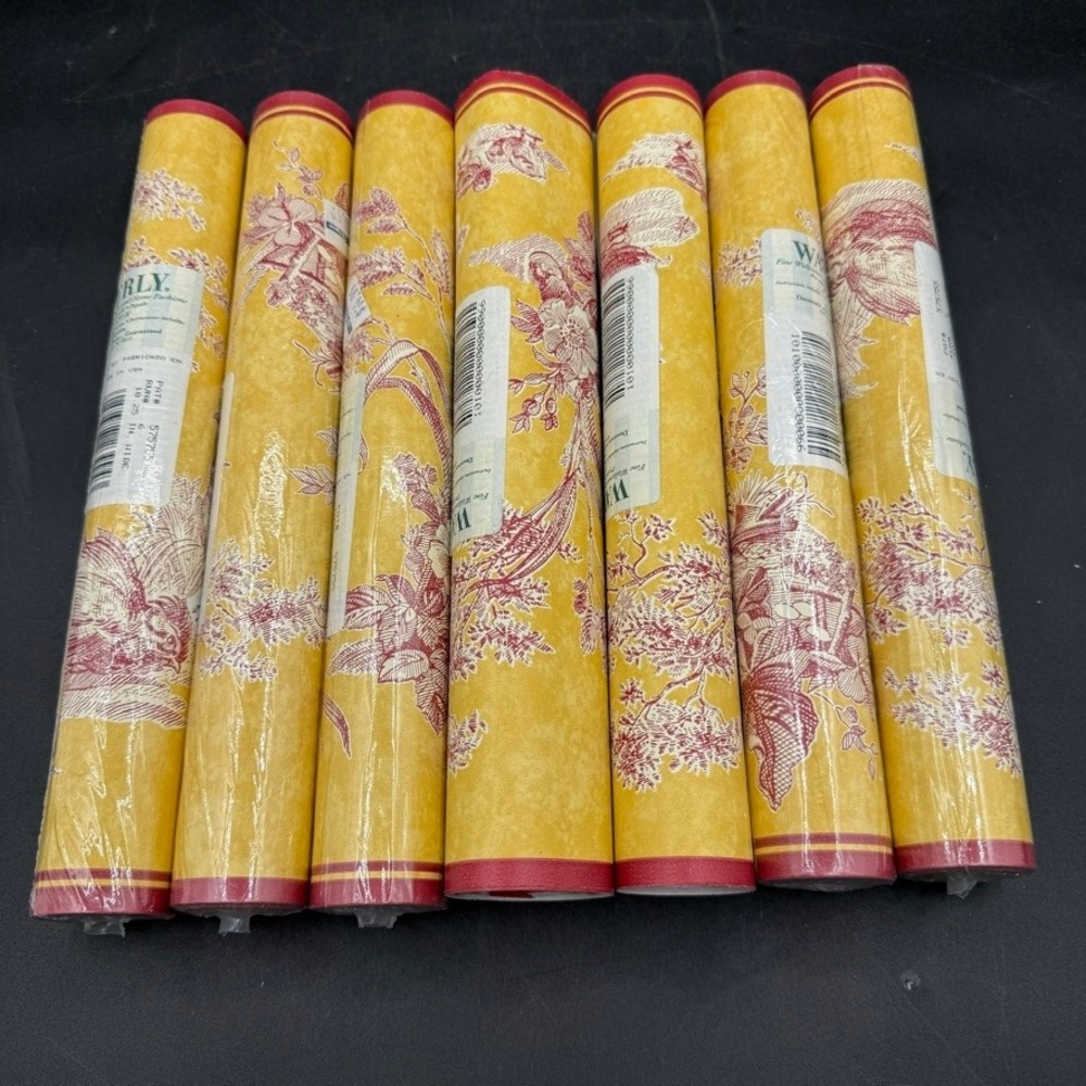 Vintage Waverly Wallpaper Border La Petite Ferme French Toile Yellow Red Country